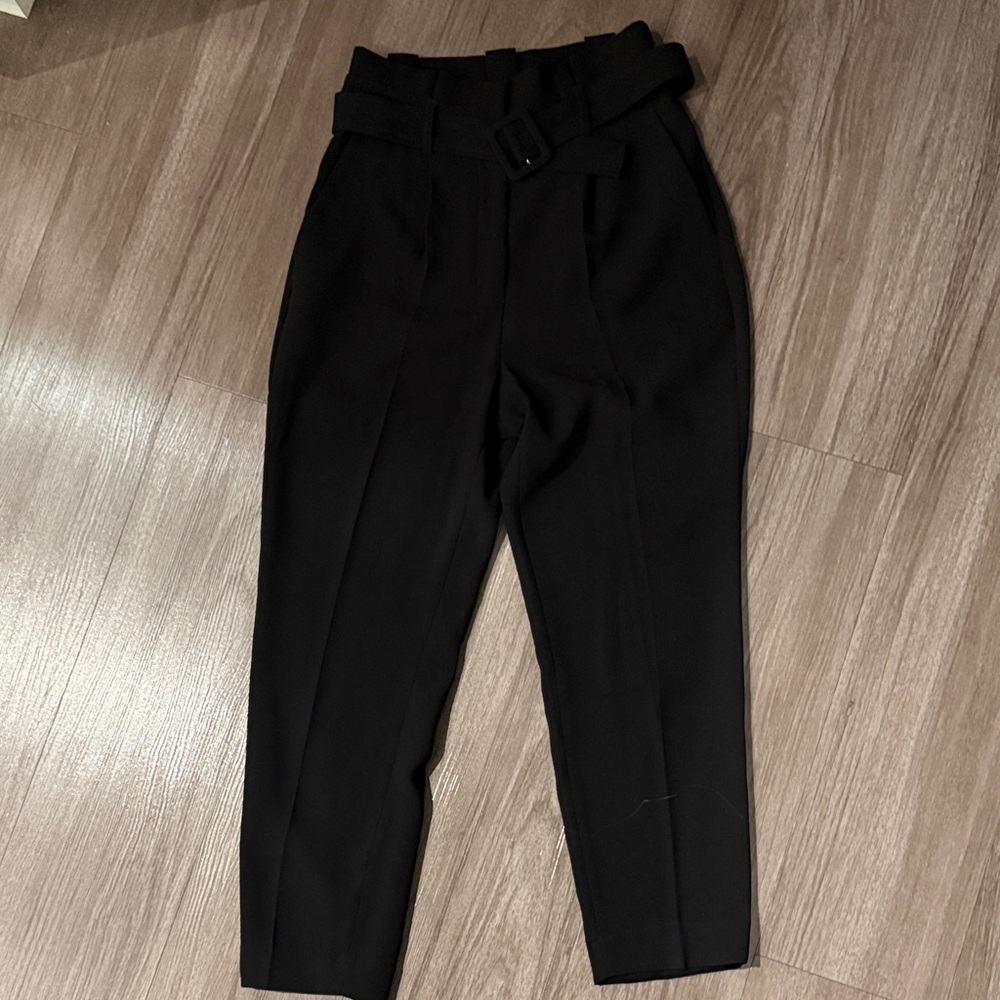 Express Black High-Waisted Belted Trousers